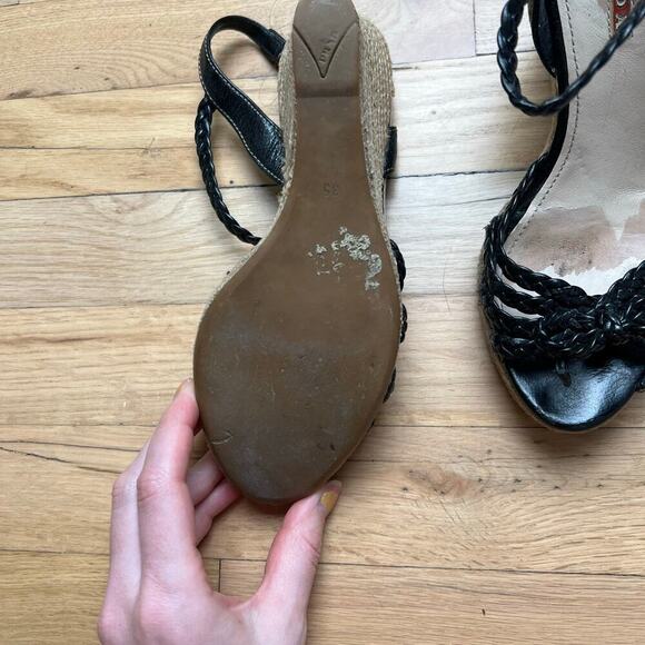 Prada Women's 35 US 5 Leather Braided Espadrilles Black Strappy Sandals Luxury - Picture 9 of 16